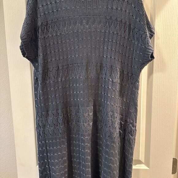 NY Collection Extended Shoulder Open Front Long Cardigan Sweater - Picture 5 of 6